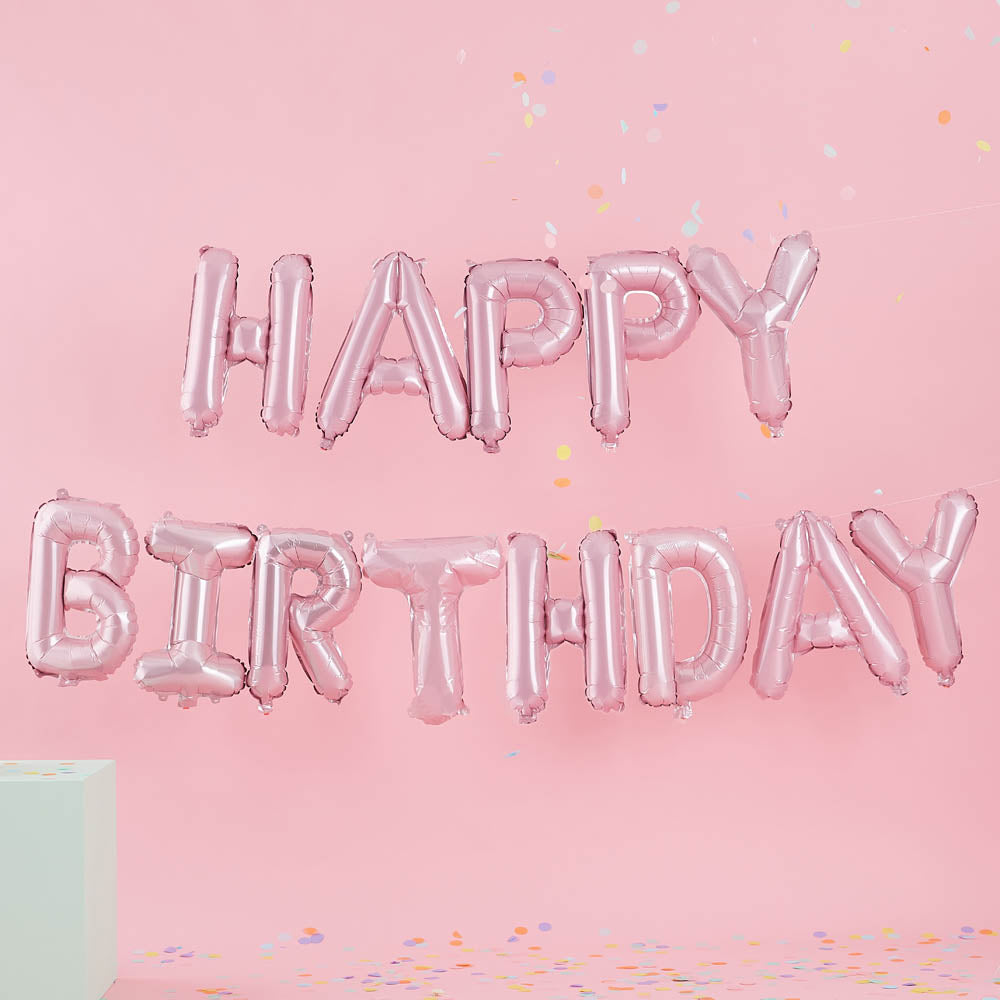 Click to view product details and reviews for Happy Birthday Letter Balloon Bunting Pink.