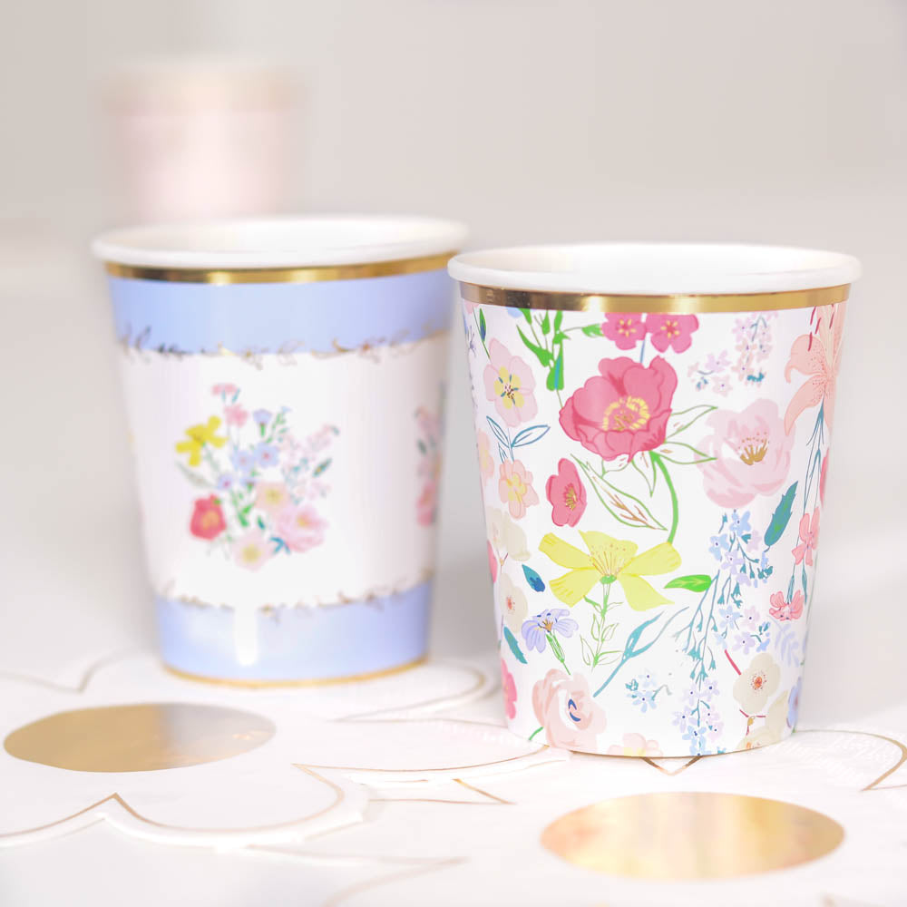 English Garden Party Cups X8 - Party Supplies - Countyfetes