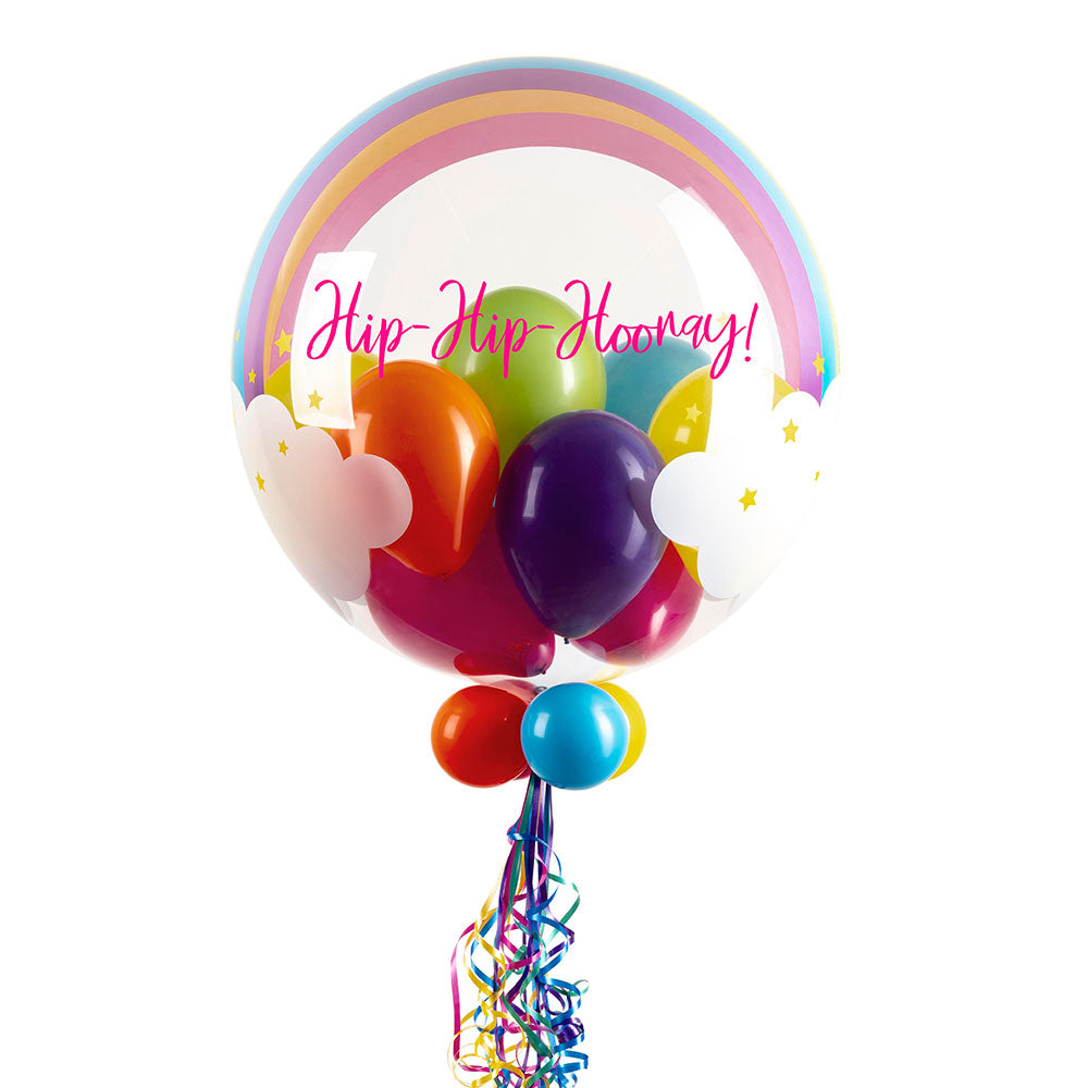 Personalised Bubble Balloon In A Box Rainbow Clouds