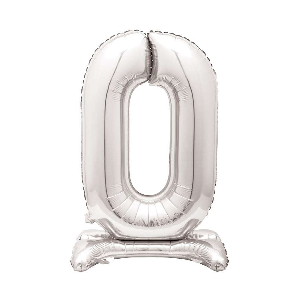 Silver Standing Number Balloon 0