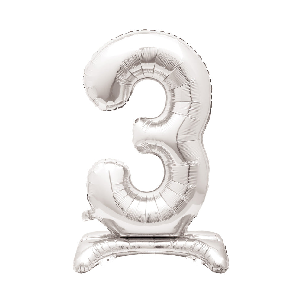 Silver Standing Number Balloon 3