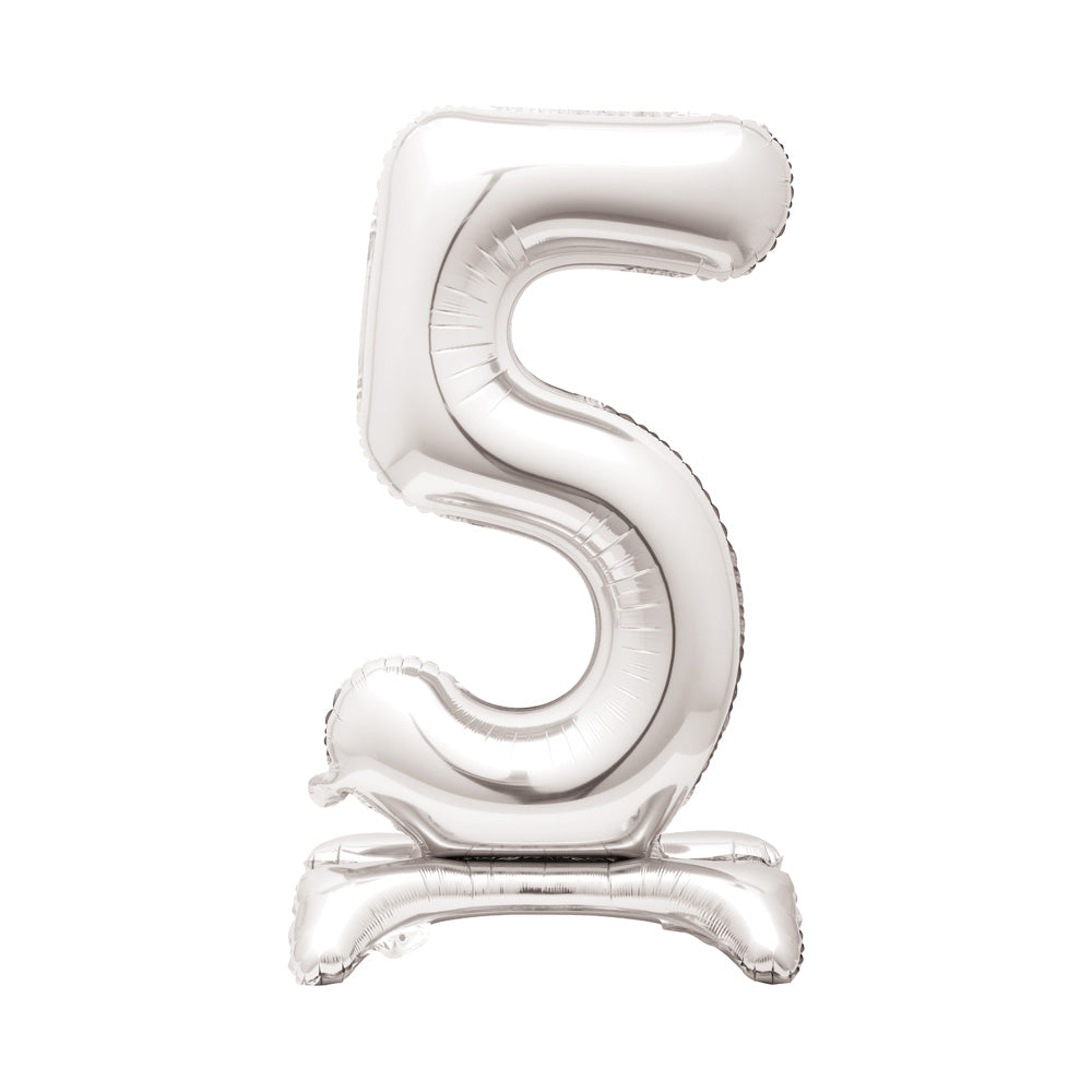 Silver Standing Number Balloon 5