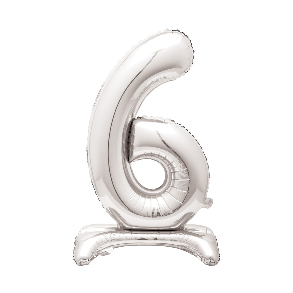 Silver Standing Number Balloon 6