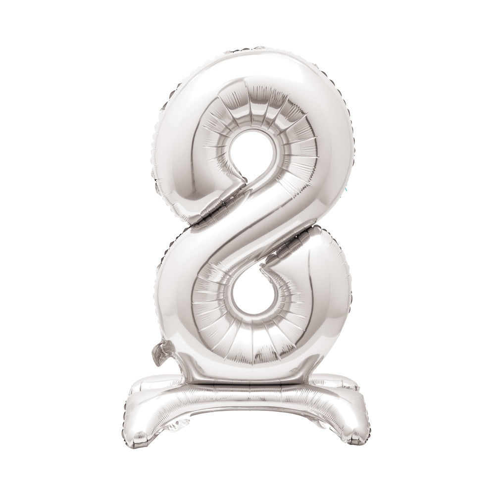 Click to view product details and reviews for Silver Standing Number Balloon 8.