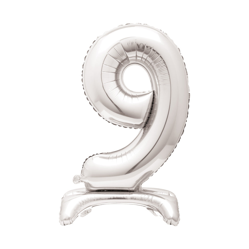 Silver Standing Number Balloon 9
