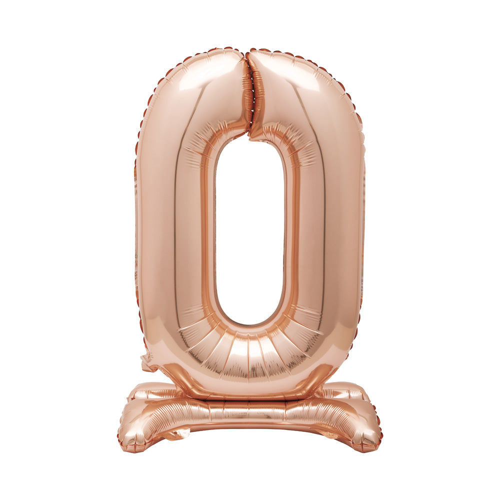 Rose Gold Standing Number Balloon 0