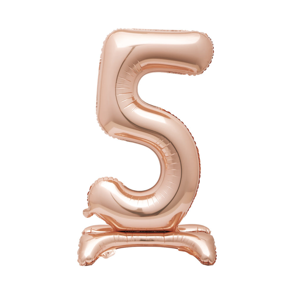 Rose Gold Standing Number Balloon 5