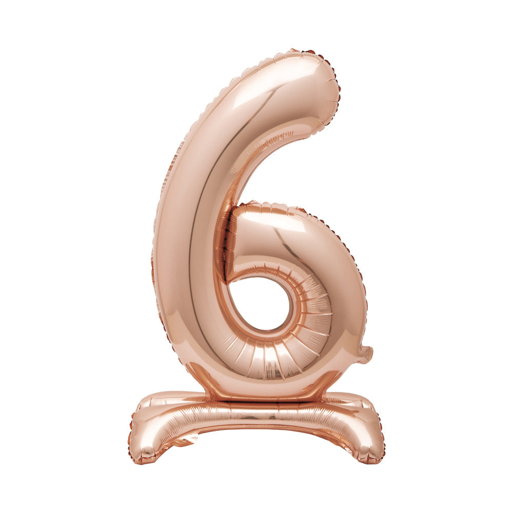 Rose Gold Standing Number Balloon 6
