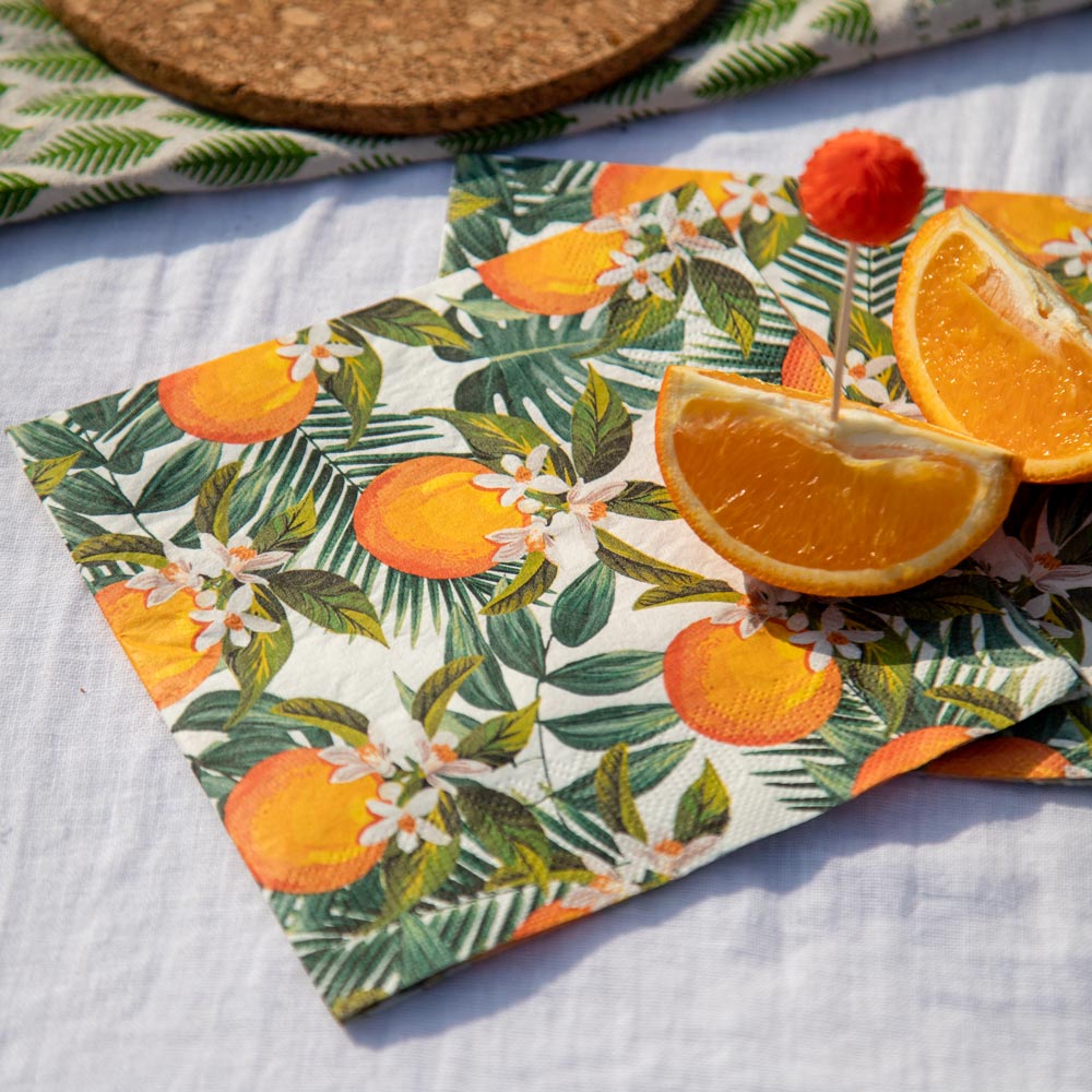 Click to view product details and reviews for Tropical Palm Orange Party Napkins X20.