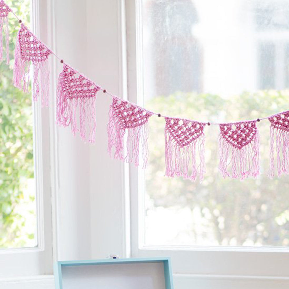 Boho Pink Cotton Macrame Garland