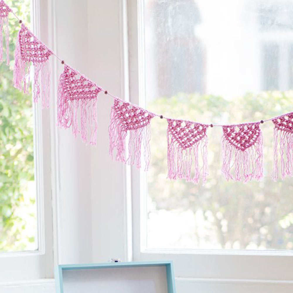 Click to view product details and reviews for Boho Pink Cotton Macrame Garland.