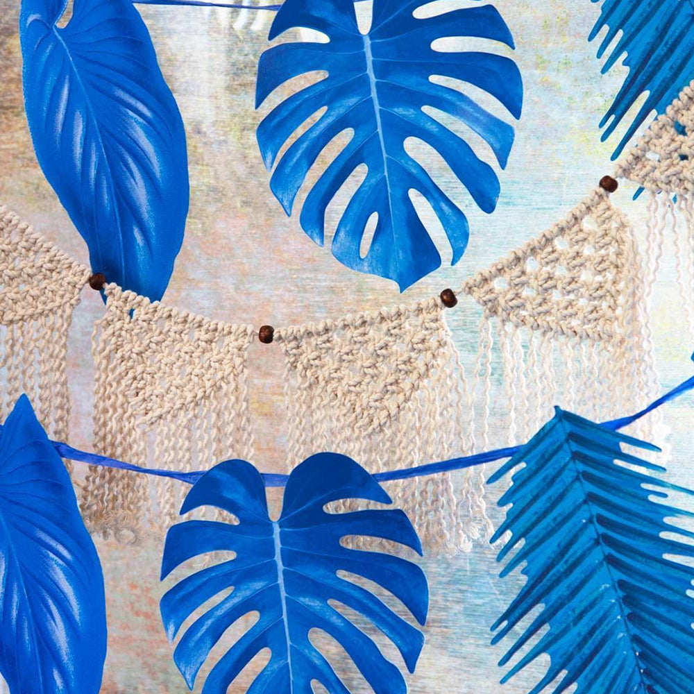 Click to view product details and reviews for Tropical Palm Blue Leaf Garland.