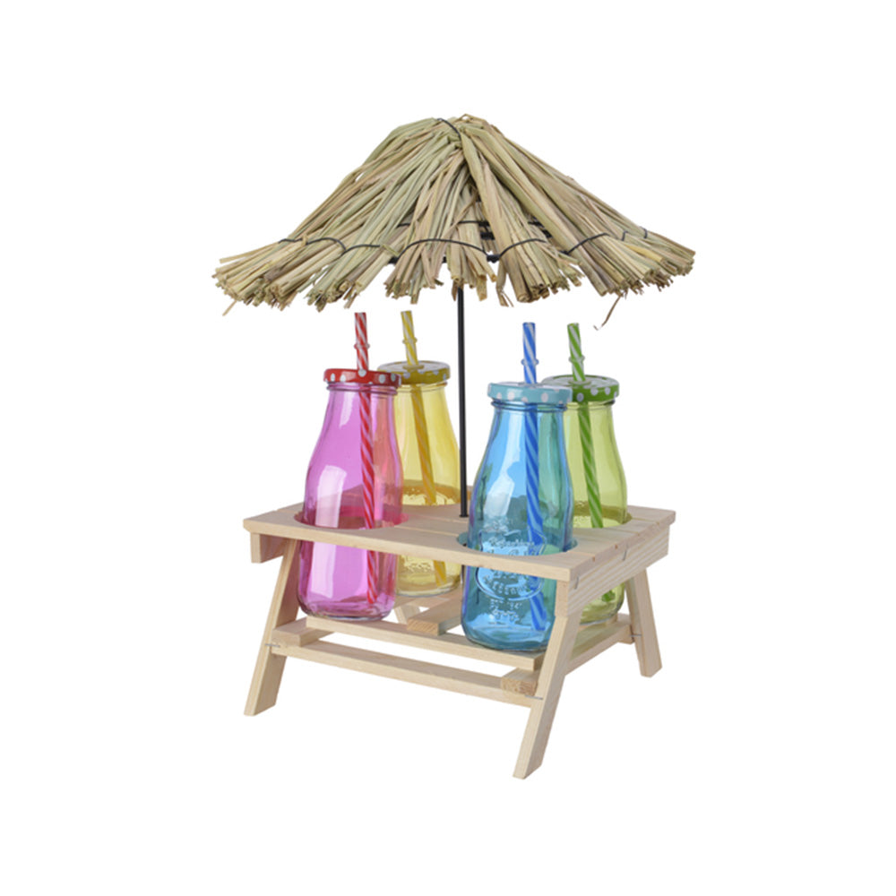 Click to view product details and reviews for Table And Parasol Tray With Drinking Jars.