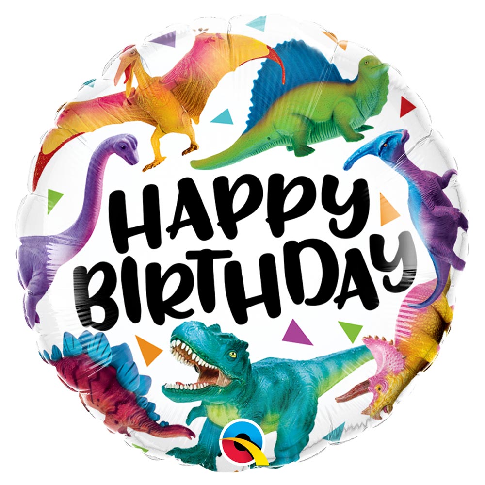 Colourful Dinosaurs Happy Birthday Balloon