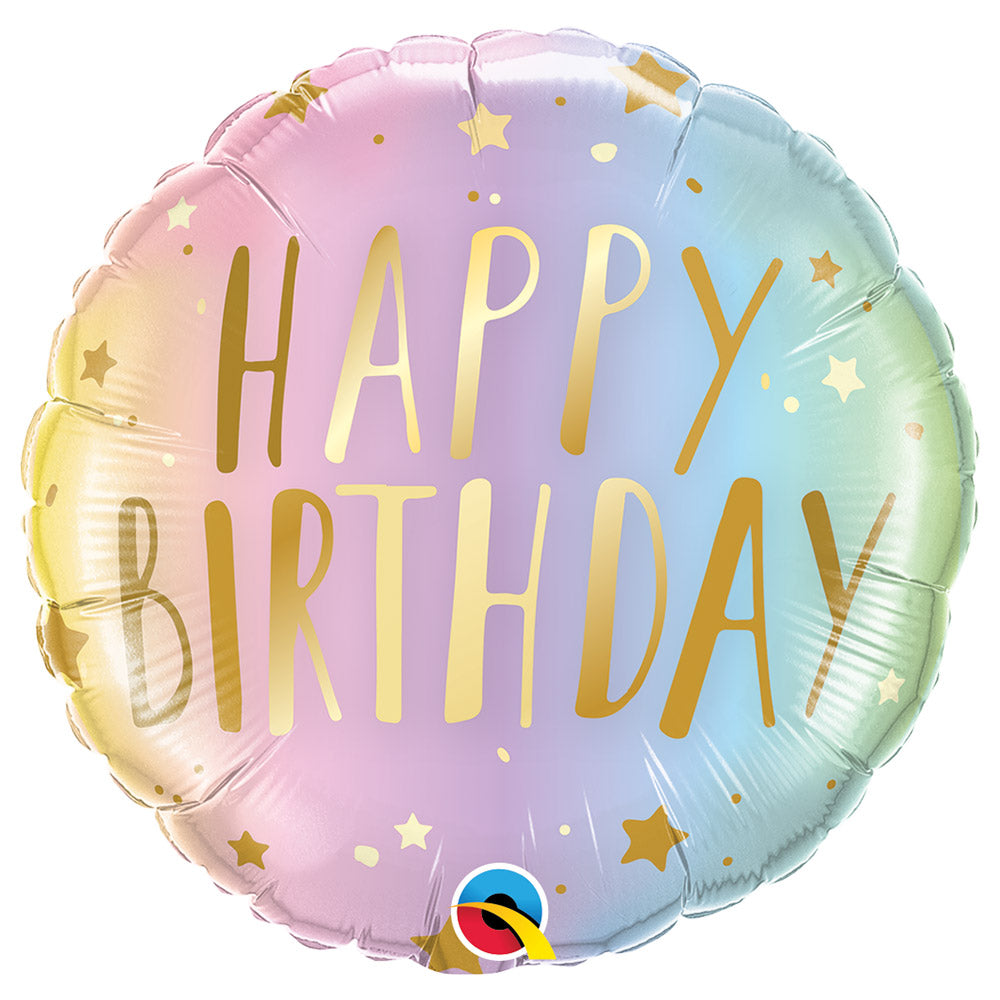 Happy Birthday Pastel Ombre Stars Balloon