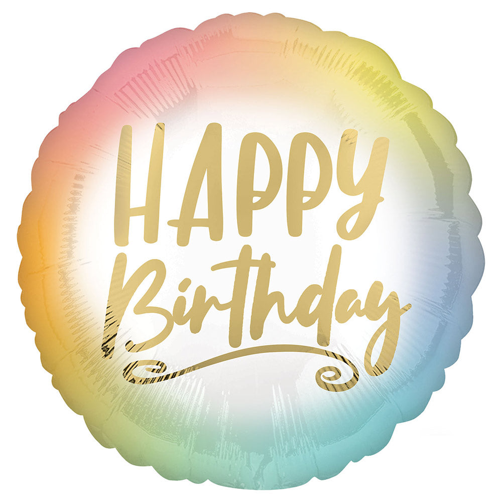 Ombre Gold Happy Birthday Foil Balloon