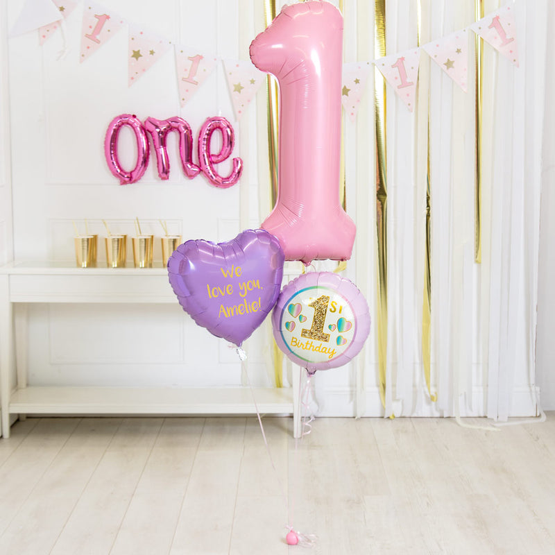 Personalised Inflated Balloon Bouquet in a Box - Lovely Pink 1st Birth –  Party Pieces