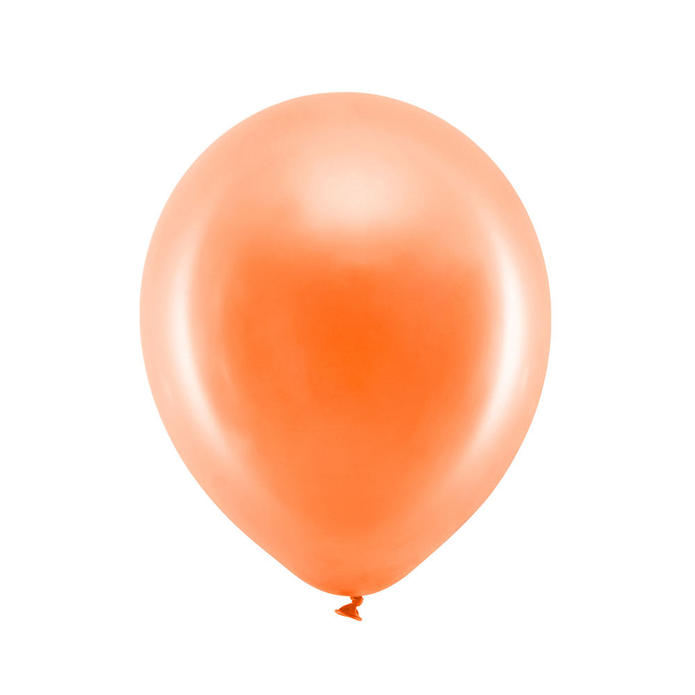 Metallic Latex Balloons Orange X10