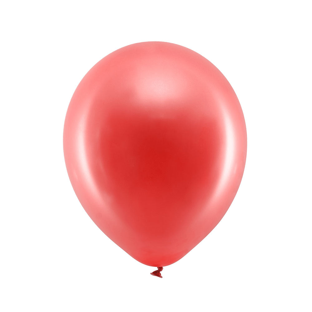 Metallic Latex Balloons Red X10