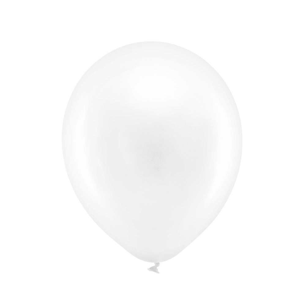 Metallic Latex Balloons White X10