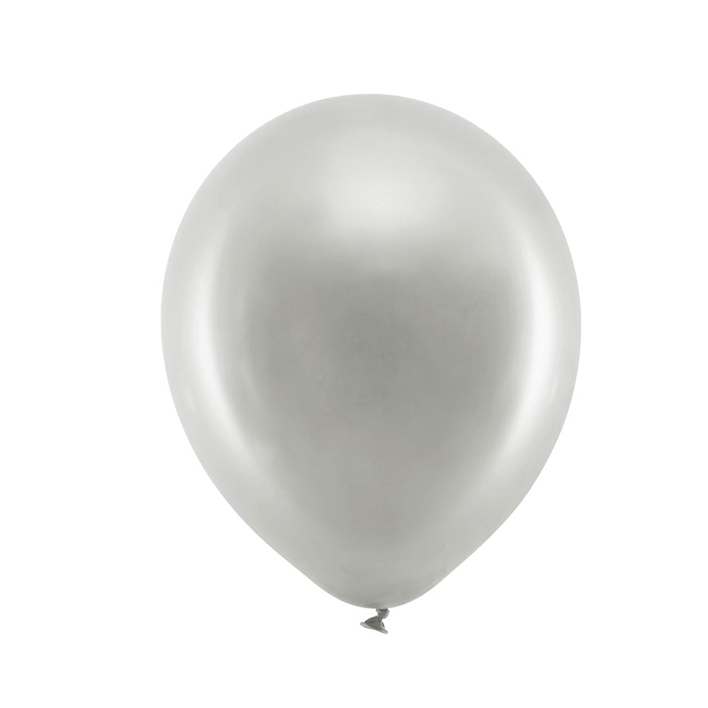 Metallic Latex Balloons Silver X10