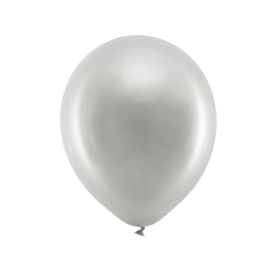 Click to view product details and reviews for Metallic Latex Balloons Silver X10.