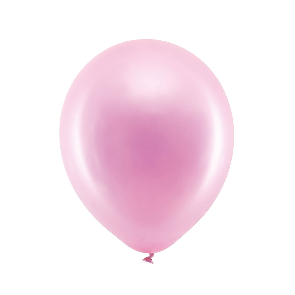 Metallic Latex Balloons Pink X10