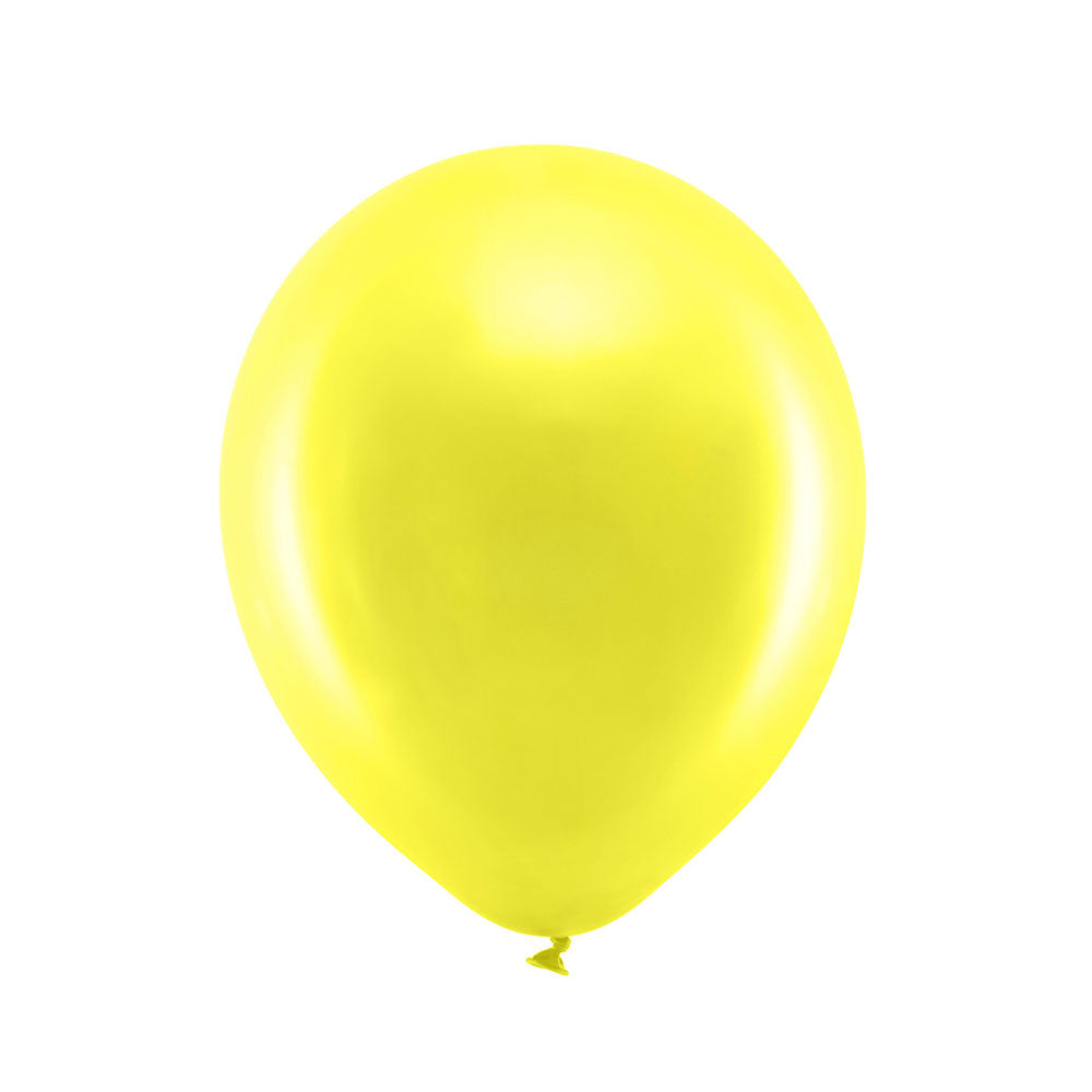 Metallic Latex Balloons Yellow X10