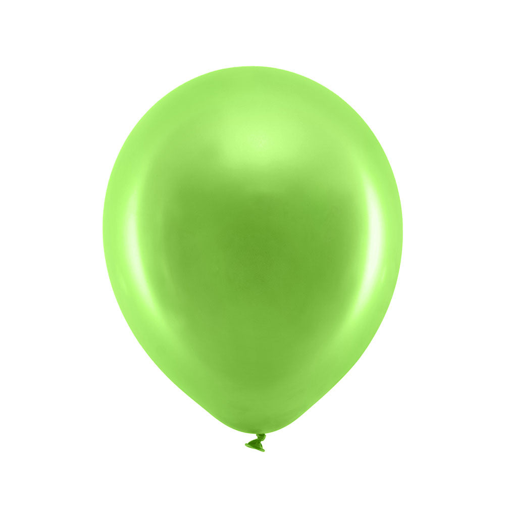 Metallic Latex Balloons Green X10