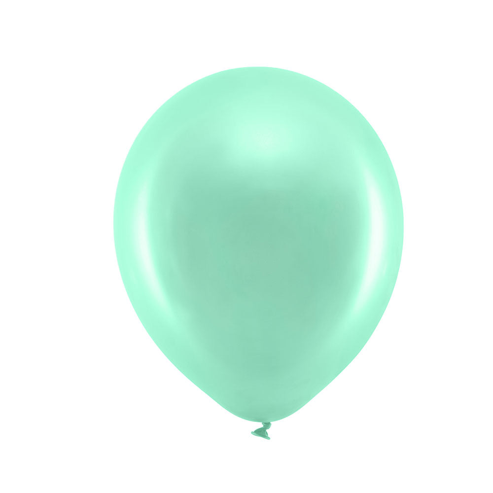 Metallic Latex Balloons Mint X10