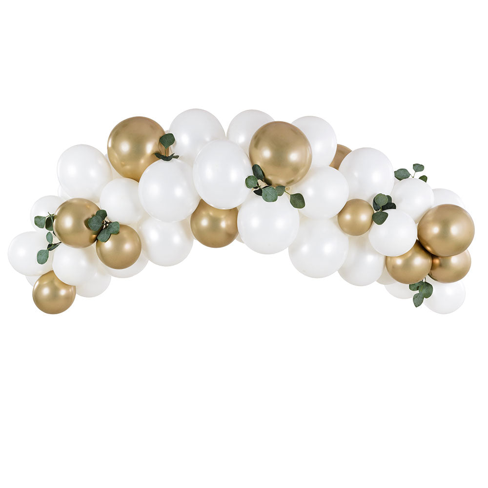 Balloon Garland White Gold