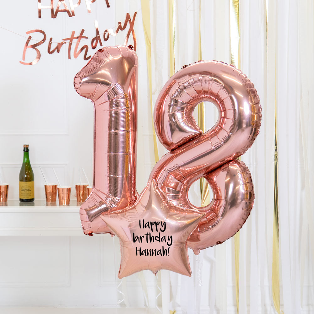 Click to view product details and reviews for 18th Birthday Balloons Personalised Inflated Balloon Bouquet Rose Gold.