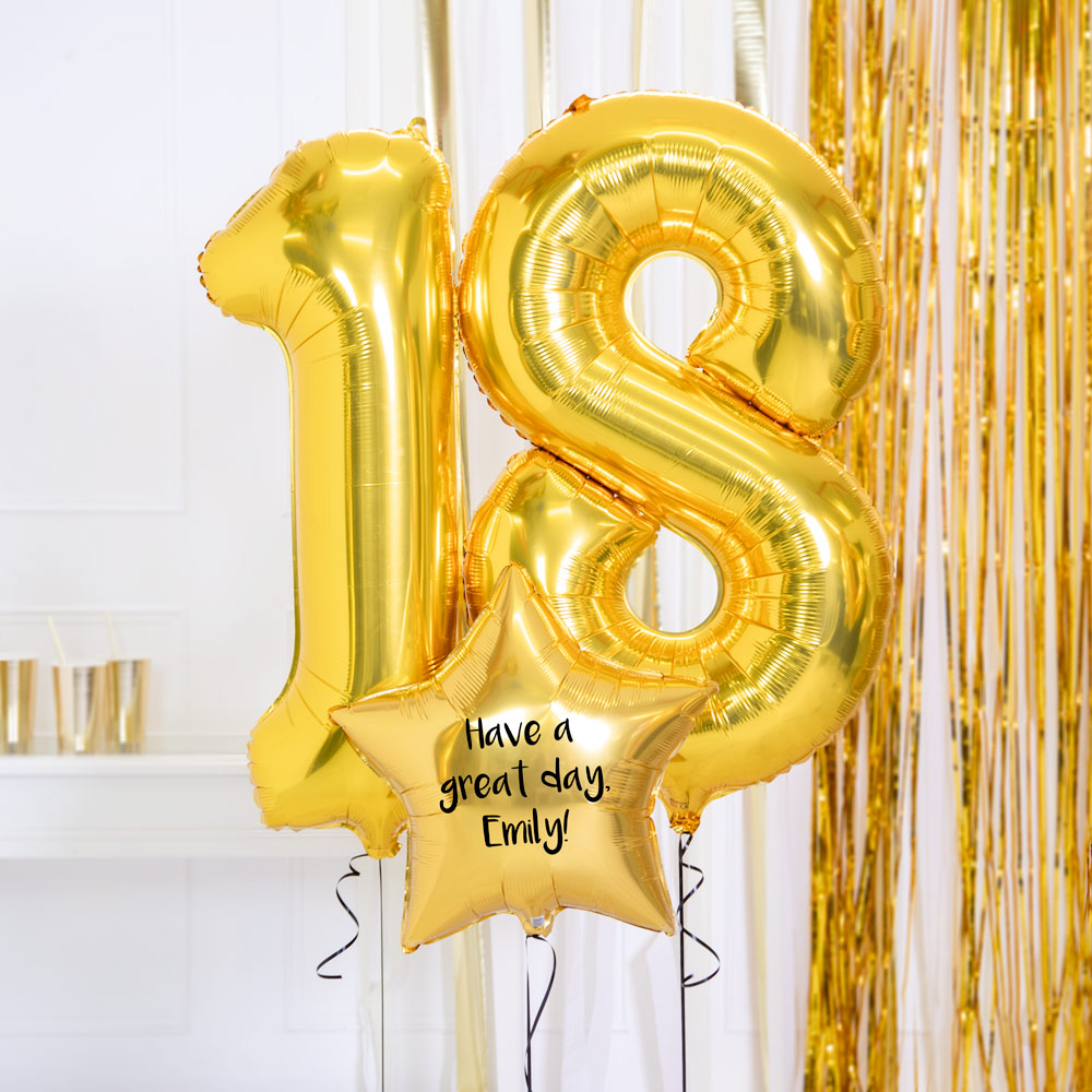 Click to view product details and reviews for 18th Birthday Balloons Personalised Inflated Balloon Bouquet Gold.