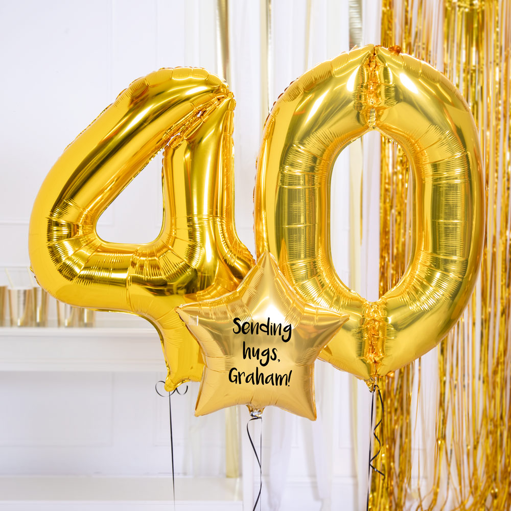 40th Birthday Balloons Personalised Inflated Balloon Bouquet Gold
