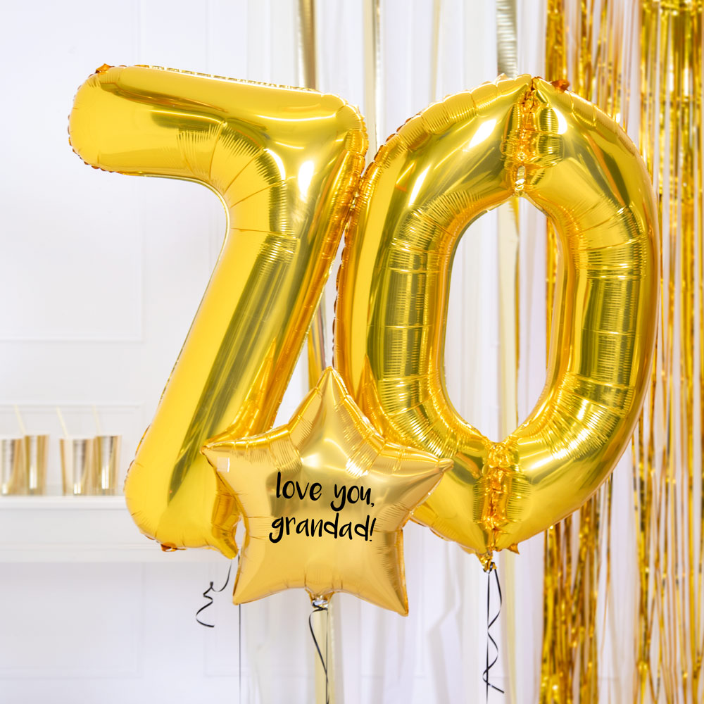 Click to view product details and reviews for 70th Birthday Balloons Personalised Inflated Balloon Bouquet Gold.