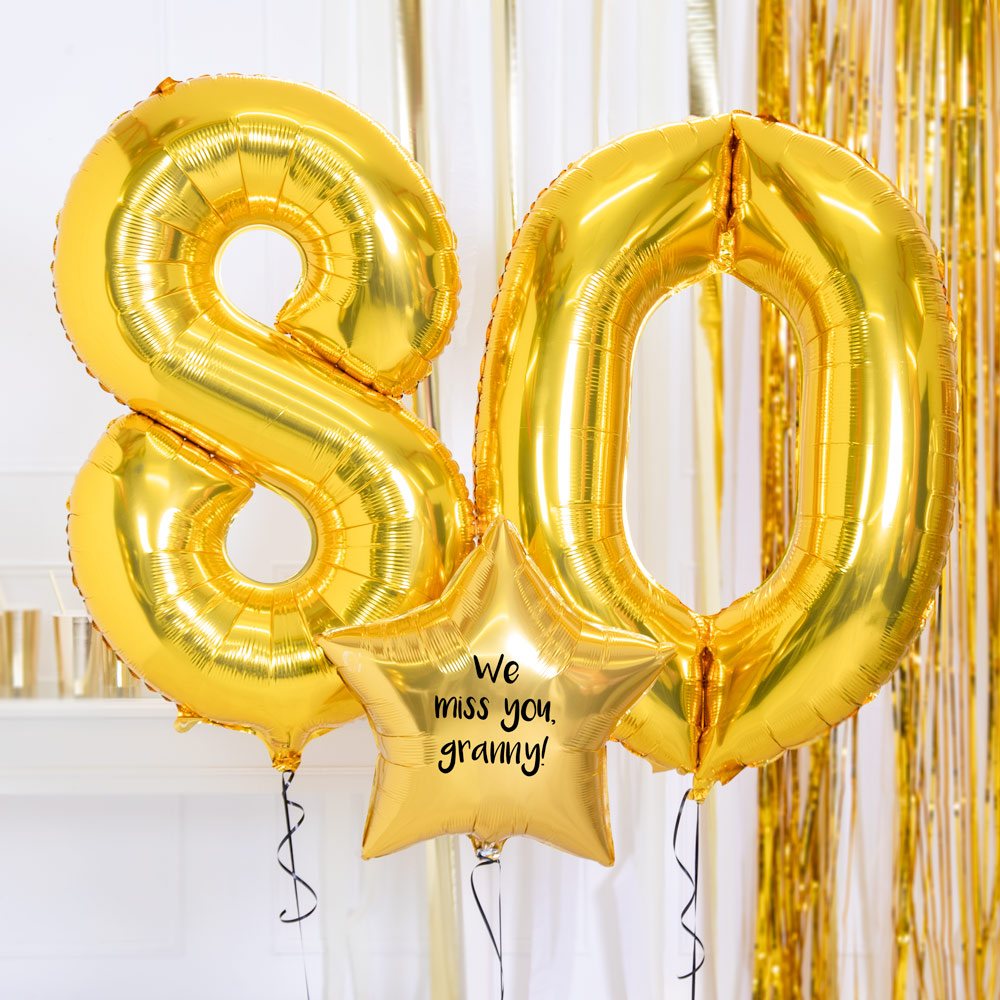 Click to view product details and reviews for 80th Birthday Balloons Personalised Inflated Balloon Bouquet Gold.