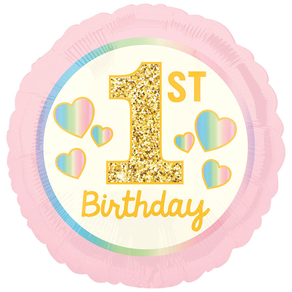 Click to view product details and reviews for 1st Birthday Pink Gold Foil Balloon.