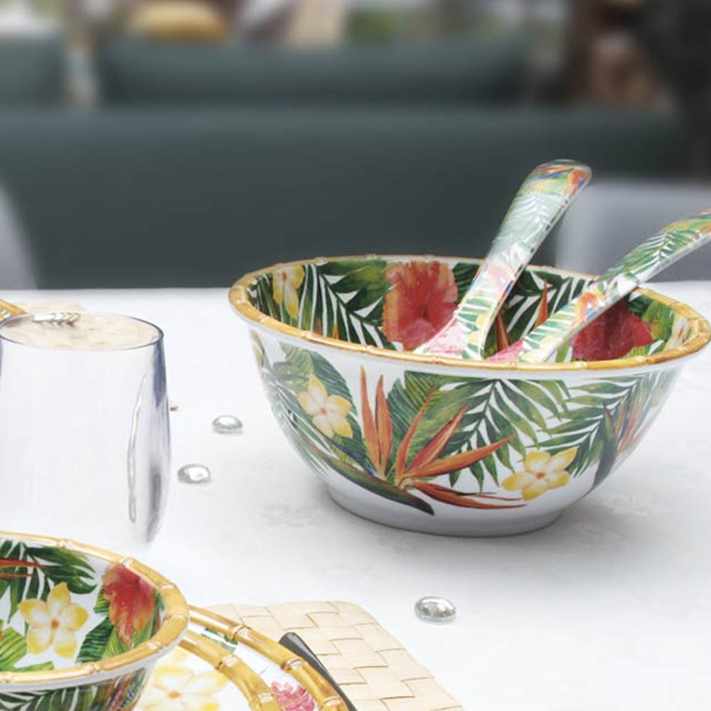 Melamine Deep Salad Bowl Tropical Print