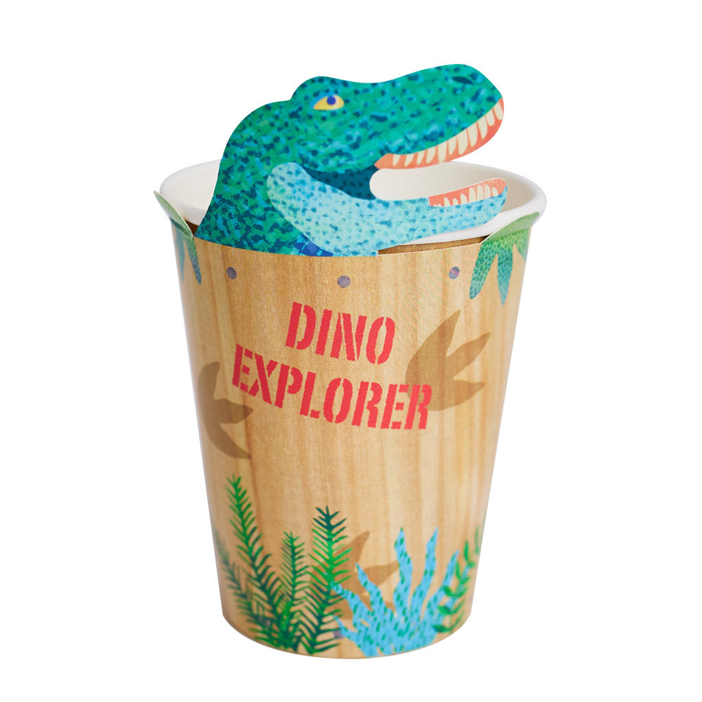 Dino Explorer Paper Party Cups X8