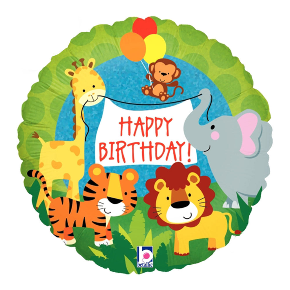 Jungle Animal Happy Birthday Foil Balloon