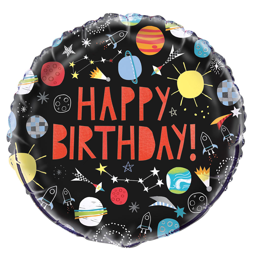Click to view product details and reviews for Outer Space Happy Birthday Foil Balloon.