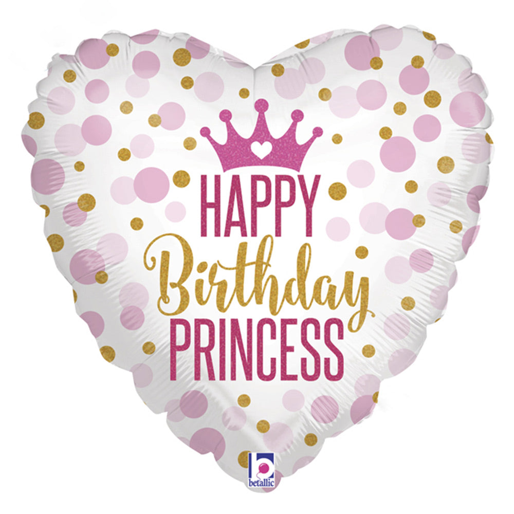 Princess Glitter Happy Birthday Foil Balloon
