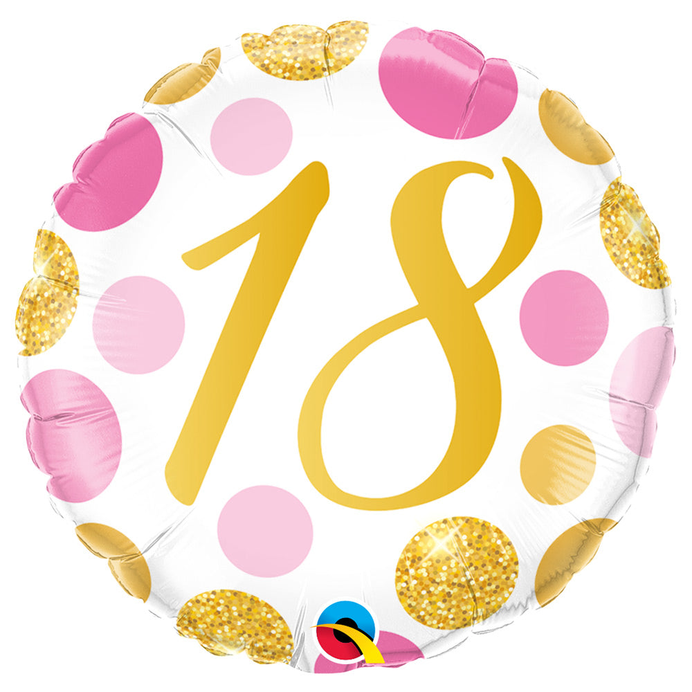Pink Gold Dots Foil Balloon 18th Birthday