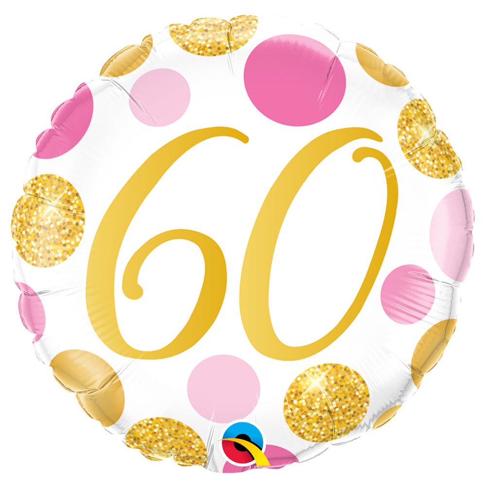 Pink Gold Dots Foil Balloon 60th Birthday
