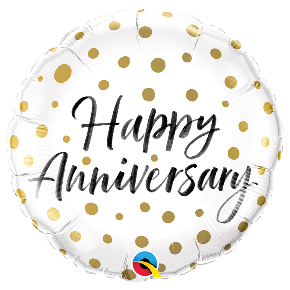 Click to view product details and reviews for Happy Anniversary Gold Dots Foil Balloon.
