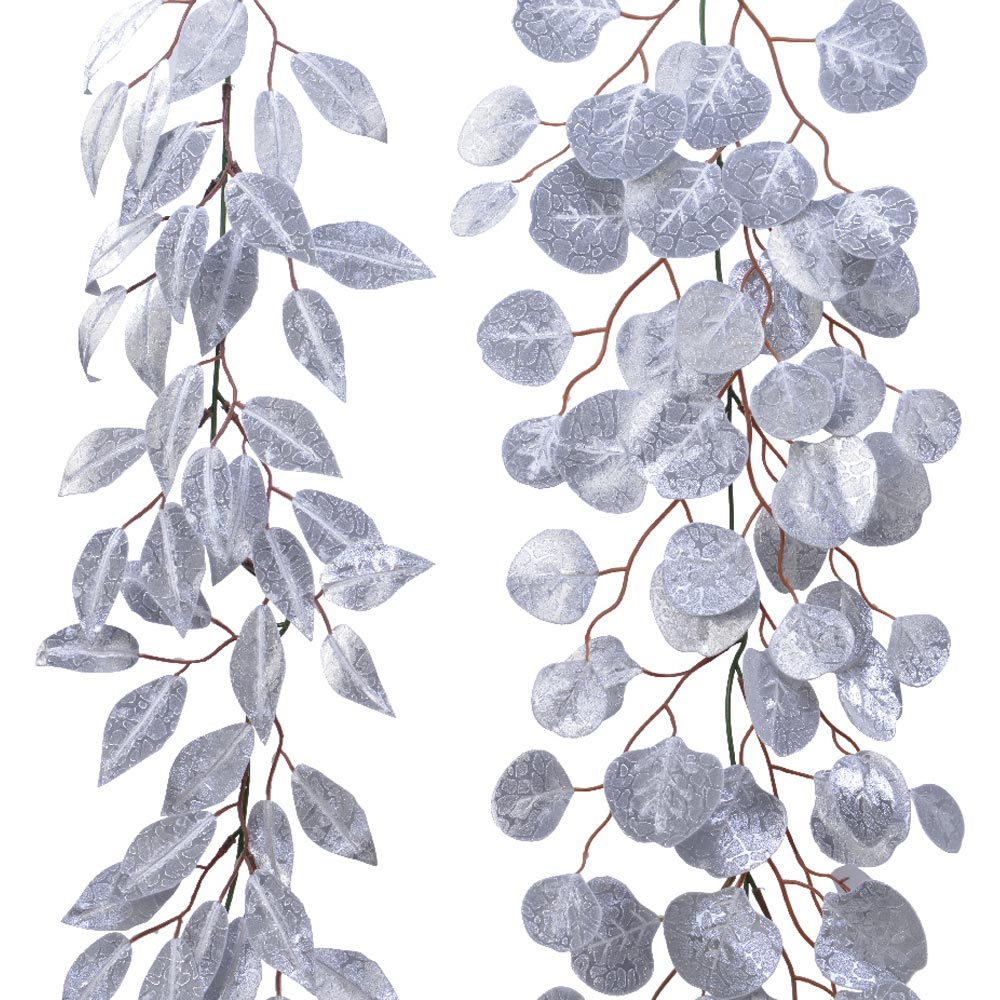 Click to view product details and reviews for Silver Glitter Leaf Garland.