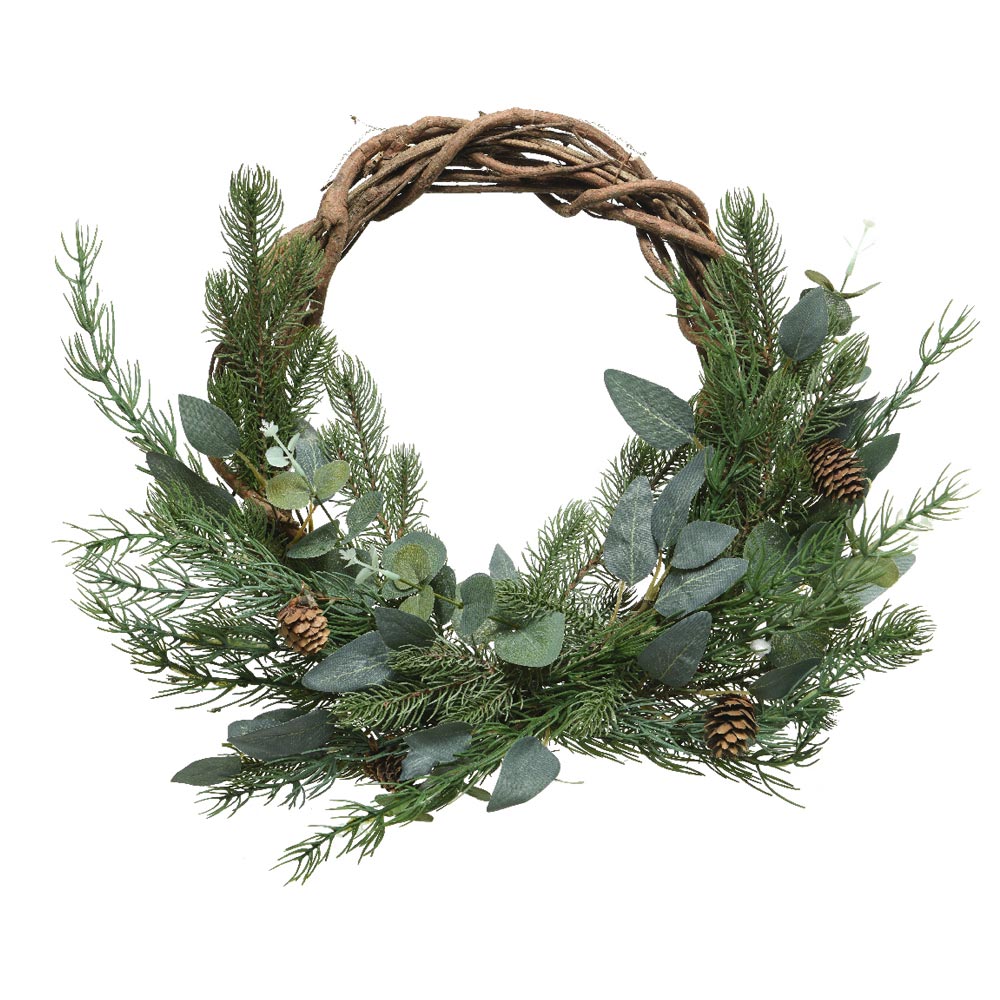 Click to view product details and reviews for Eucalyptus And Pinecones Wreath.