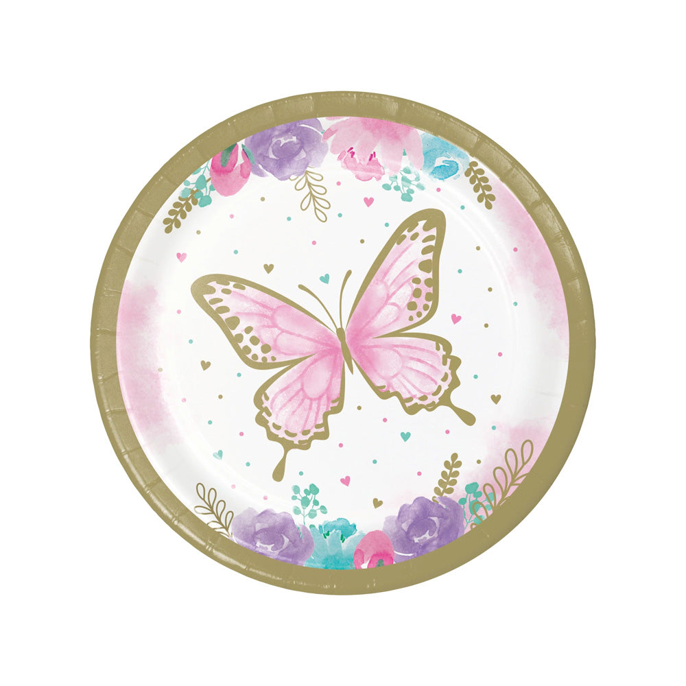 Click to view product details and reviews for Butterfly Shimmer Small Paper Plates X8.
