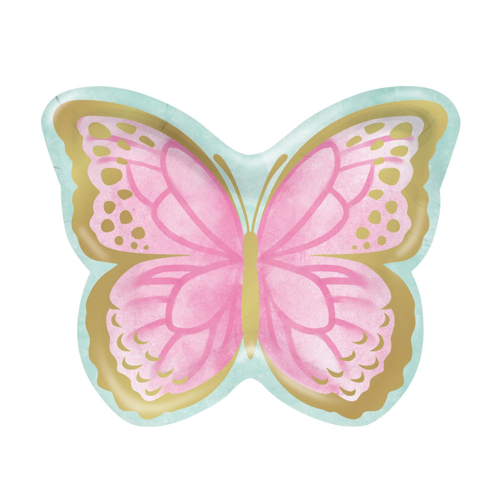 Click to view product details and reviews for Butterfly Shimmer Shaped Paper Plates X8.