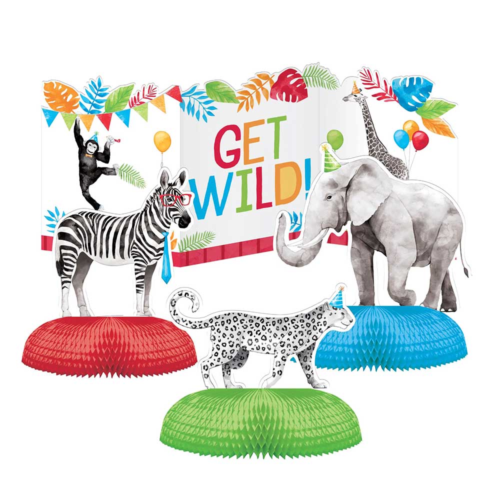 Click to view product details and reviews for Jungle Safari Honeycomb Centrepiece Set X4.